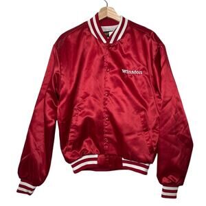 Swingster Vintage Winston Flashpoint Satin Bomber Jacket Embroidered Red USA